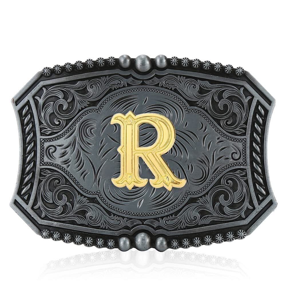 7298 Upgrade Western Belt Buckle Initial Letters ABCDEFG to Y-Cowboy Rodeo